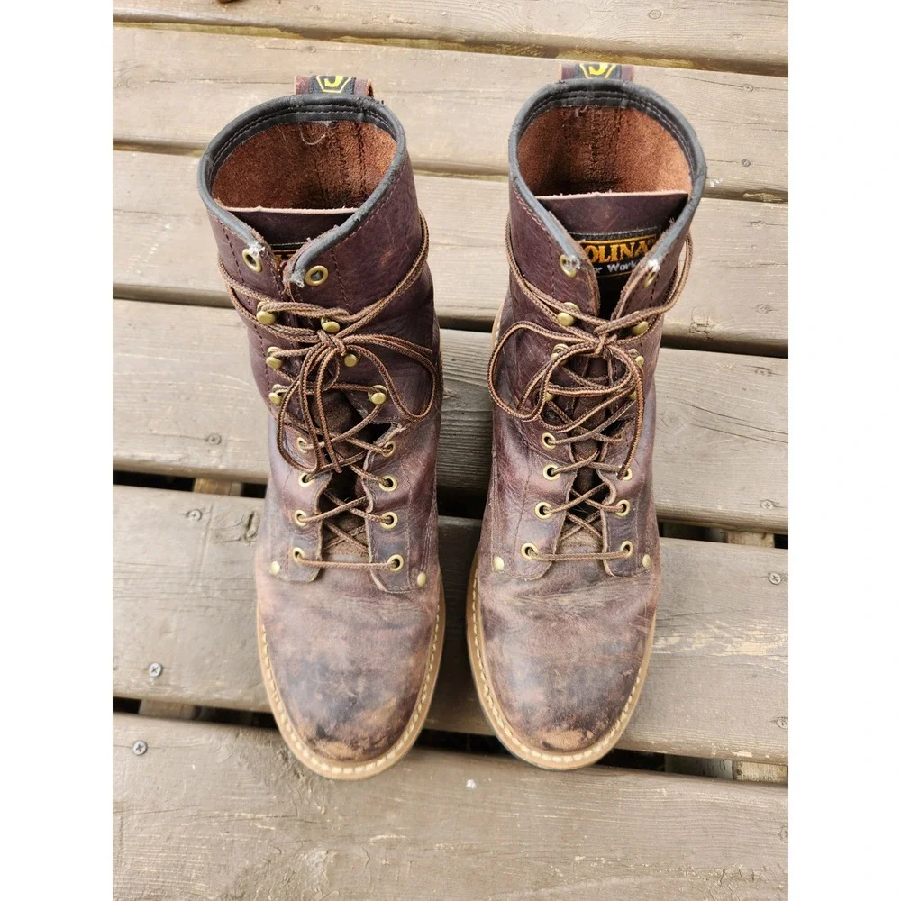 Carolina 1821 Logger Boots Dark Brown Leather Steel Toe Work Mens 11.5 2E Wide‎